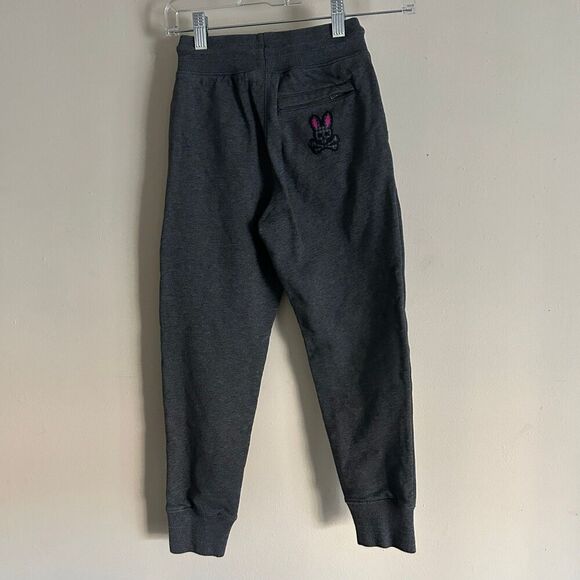 Psycho Bunny Kids Jogger Sweat Pants Bunny Skull Logo Size XS 5/6 Kids Grey - Picture 2 of 10